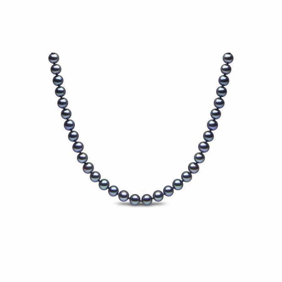16" 5.5-6.0mm Black Cultured Freshwater Pearl Necklace with 9ct White Gold Ball Clasp