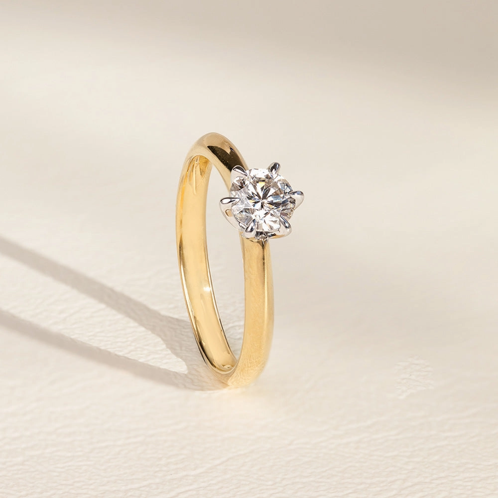 18ct 0.70 Carat Diamond Solitaire Ring with 6 Claw Knife Edge Setting