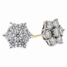 18ct Gold Diamond Cluster Earrings
