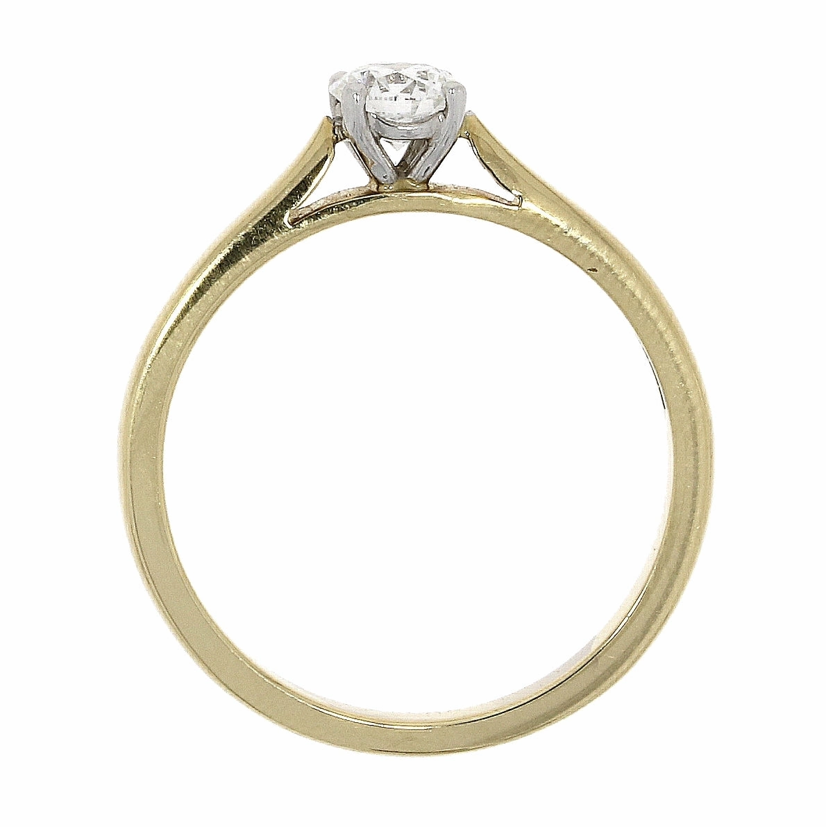 18ct Gold yellow and white gold 4 claw solitaire diamond ring