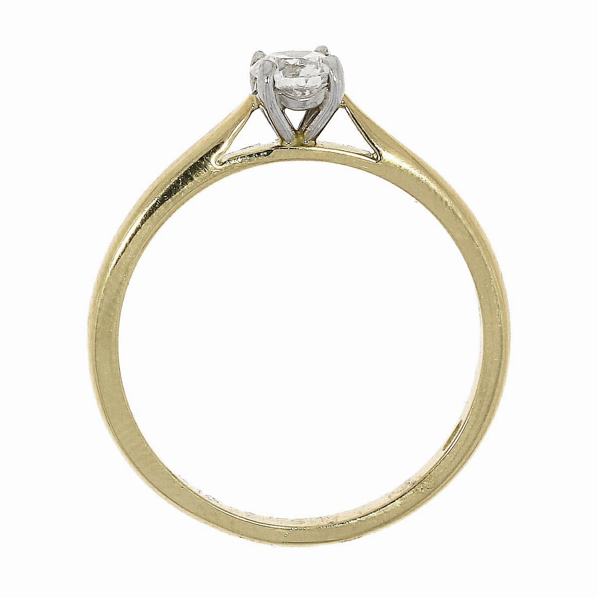 18ct Gold yellow and white gold 4 claw solitaire diamond ring