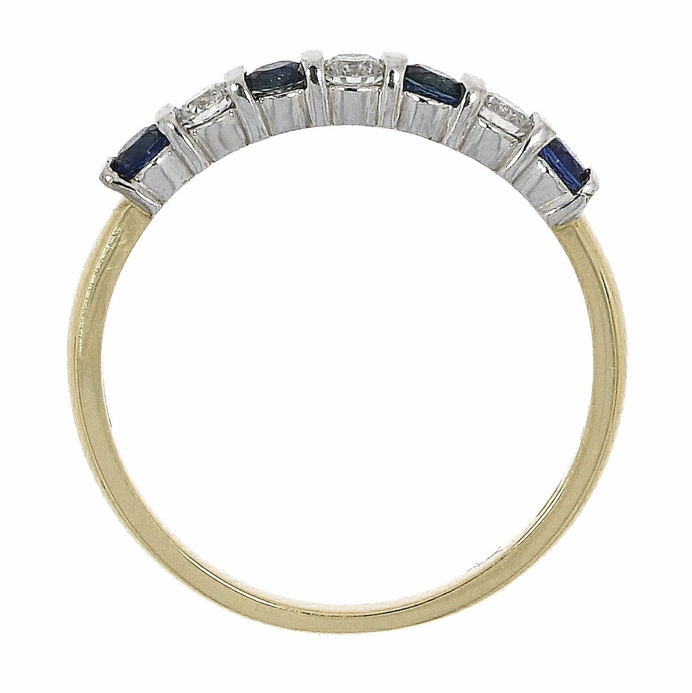 18ct Gold yellow gold sapphire and diamond 7-stone bar set half eternity ring
