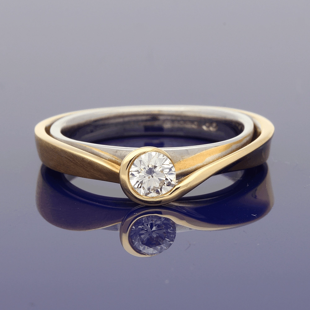18ct Rose & White Gold Contemporary 0.32ct Certificated Diamond Ring