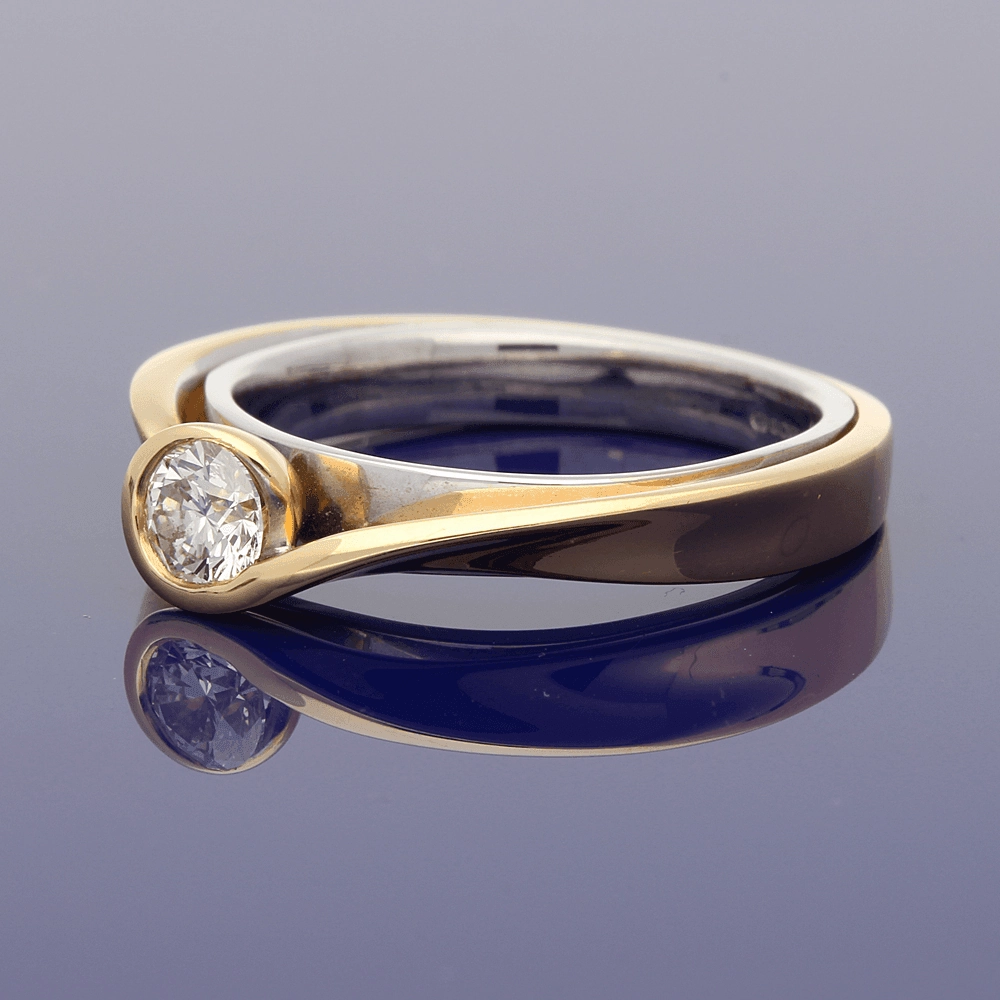 18ct Rose & White Gold Contemporary 0.32ct Certificated Diamond Ring