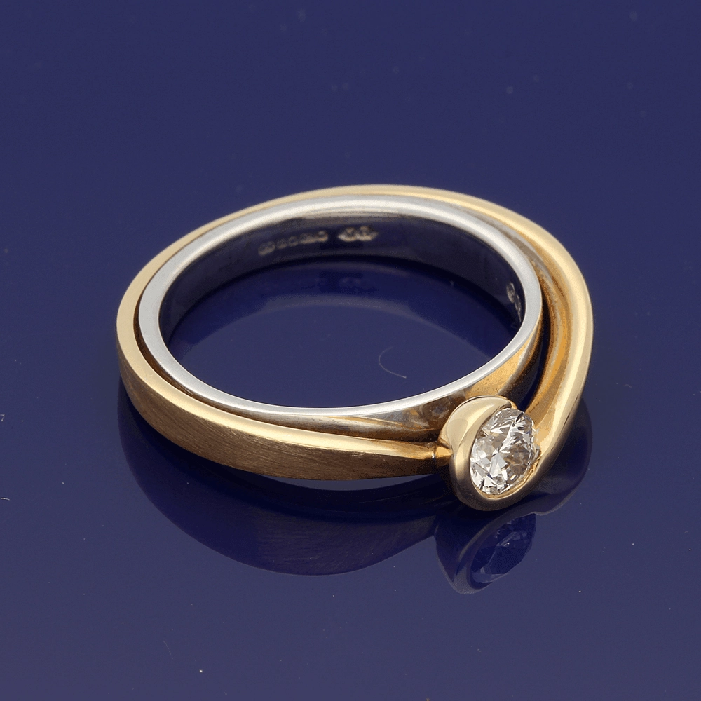 18ct Rose & White Gold Contemporary 0.32ct Certificated Diamond Ring