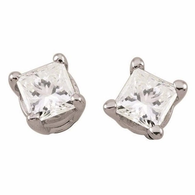 18ct White Gold 0.28ct Princess Cut Diamond Stud Earrings