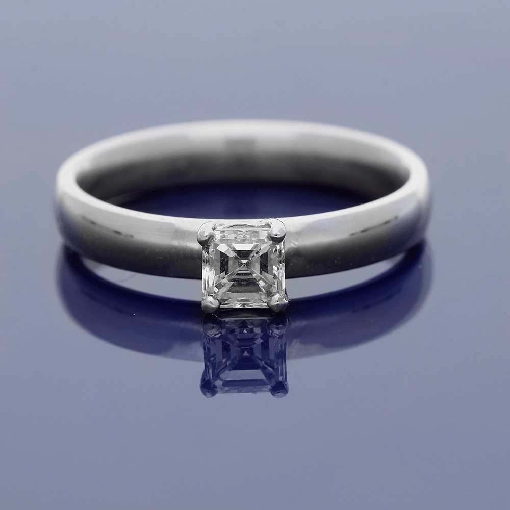 18ct White Gold 0.49ct Asscher Cut Diamond Solitaire Ring