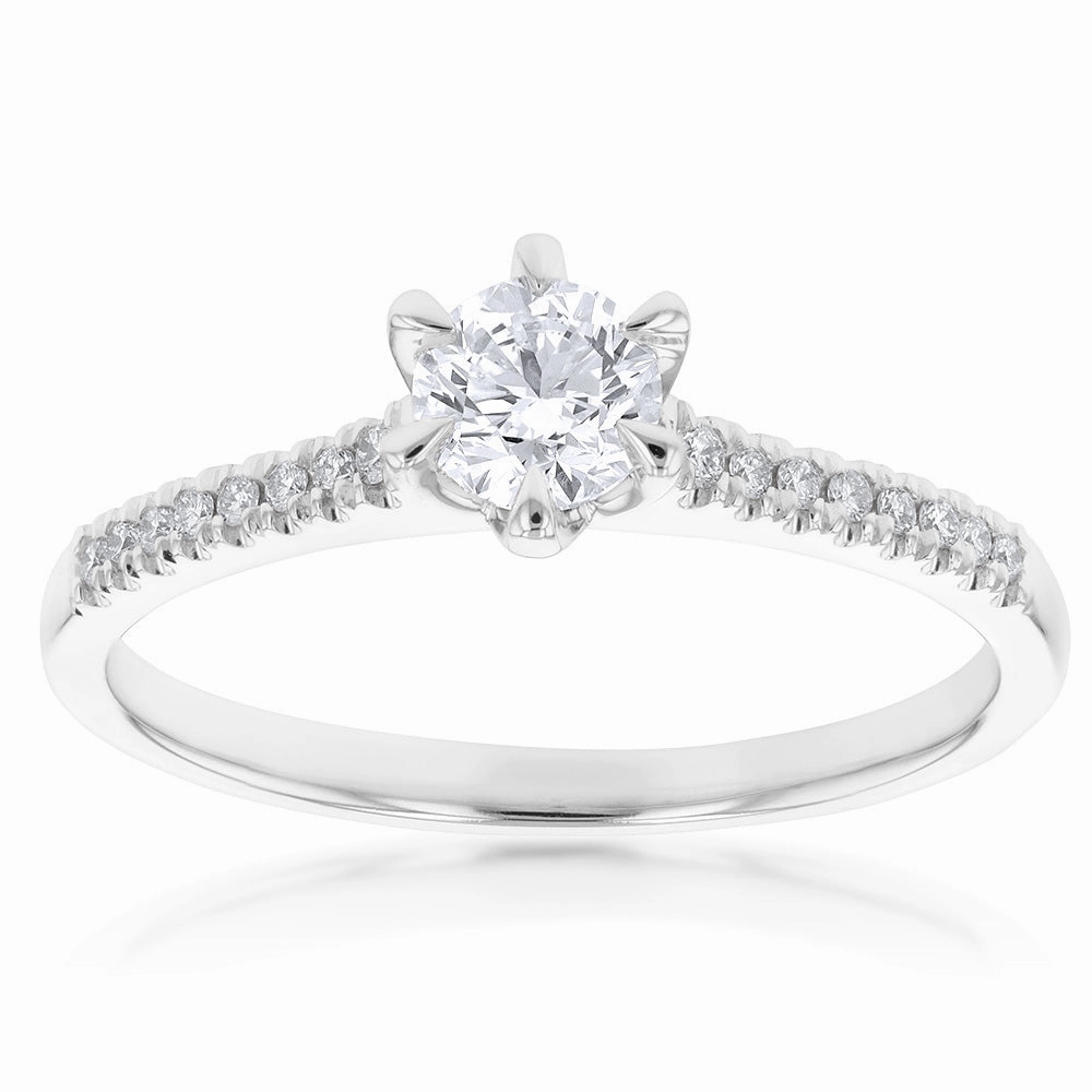 18ct White Gold 0.60 Carat Solitaire with 1/2 Carat Certified Centre Diamond