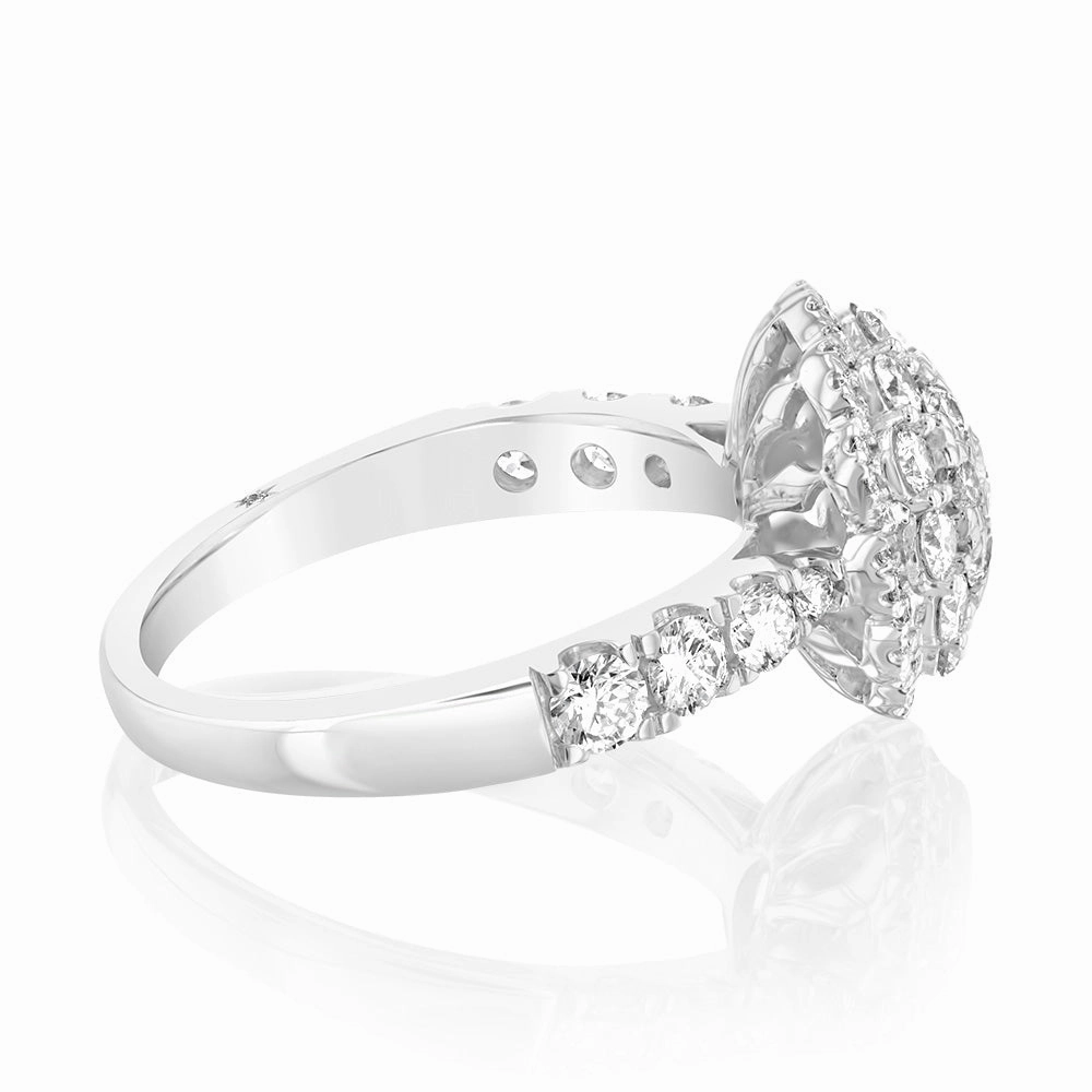 18ct White Gold 1.4 Carat Brilliant Cut Diamond Halo Solitaire Ring
