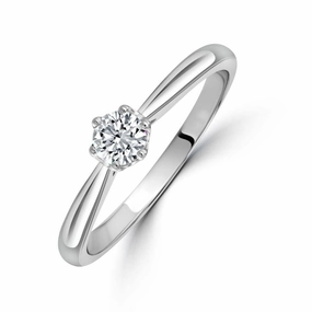 18ct White Gold 6-clw b/c dia sol ring