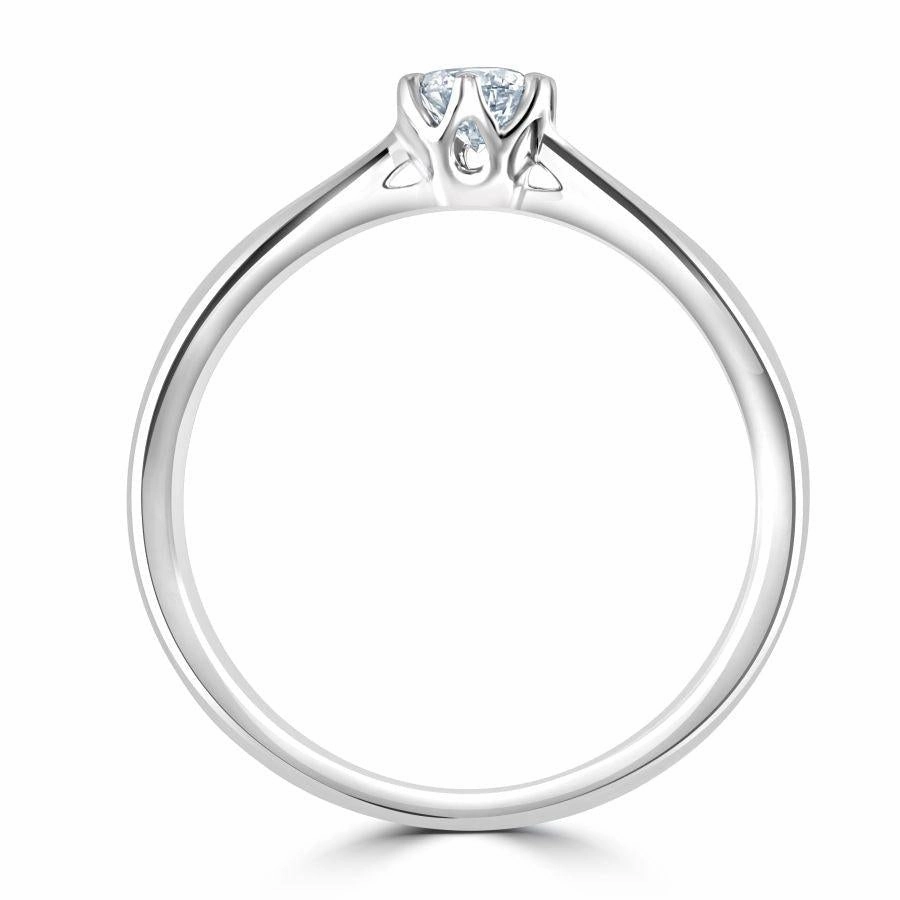 18ct White Gold 6-clw b/c dia sol ring