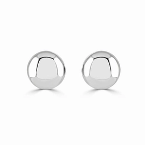 18ct White Gold Button Studs