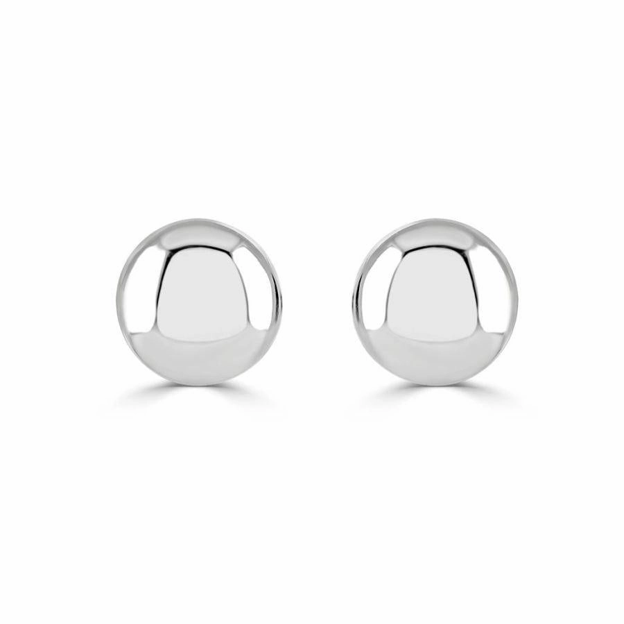 18ct White Gold Button Studs