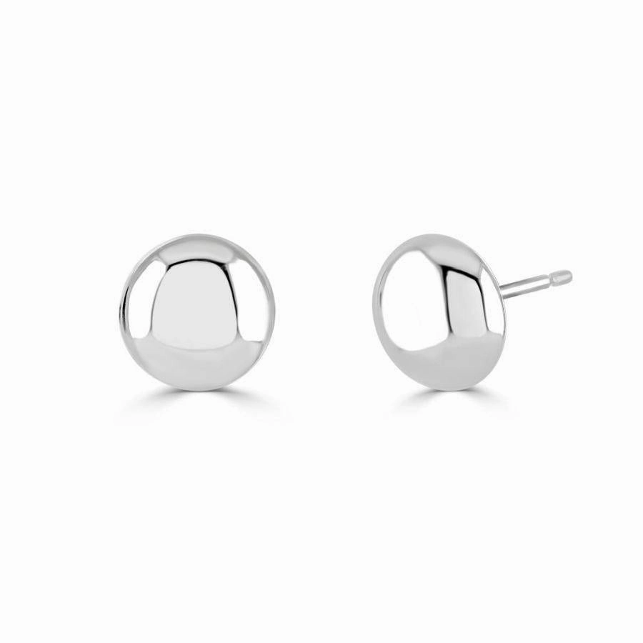 18ct White Gold Button Studs