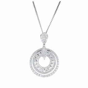 18ct White Gold Diamond Set Concentric Circle Pendant