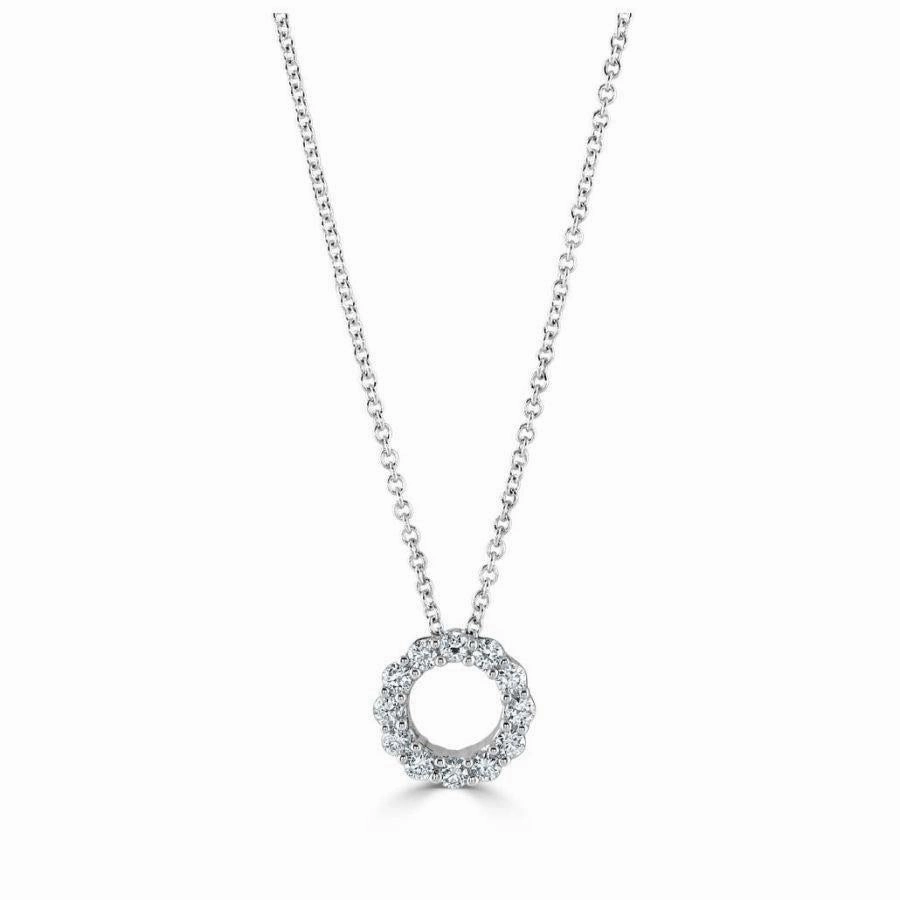 18ct White Gold Diamond Set Open Circle Pendant