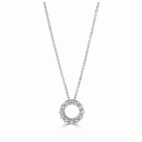 18ct White Gold Diamond Set Open Circle Pendant