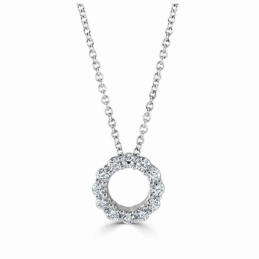 18ct White Gold Diamond Set Open Circle Pendant