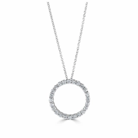 18ct White Gold Diamond Set Open Circle Pendant