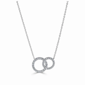 18ct White Gold Round Brilliant Cut Diamond Interlocking Circle Pendant
