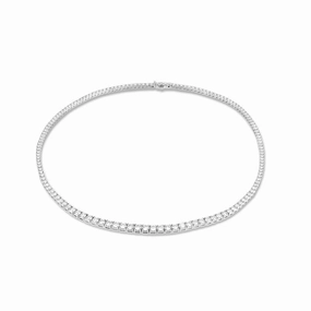 18ct White Gold Round Brilliant Cut Diamond Set Riviere Necklet