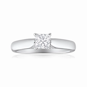 18ct White Gold Solitaire Ring With 0.5 Carat 4 Claw Set Diamond