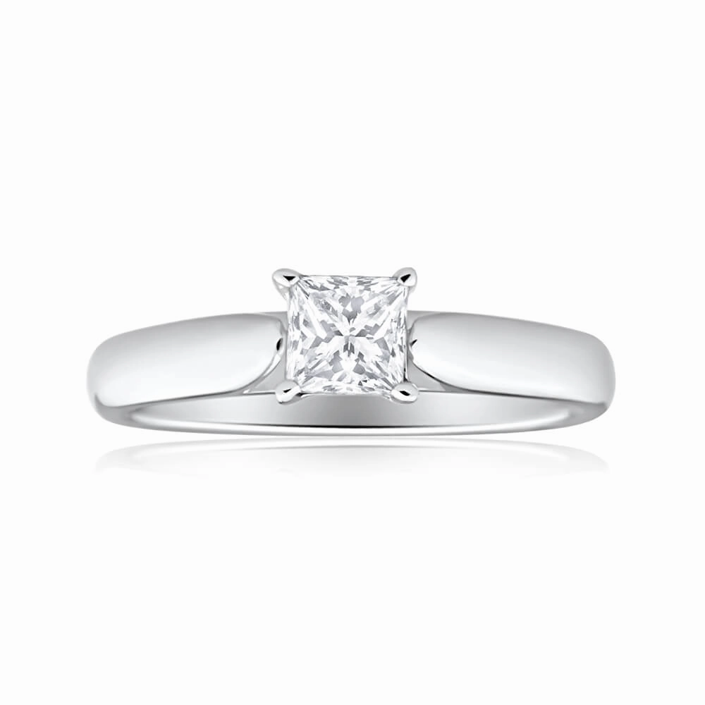 18ct White Gold Solitaire Ring With 0.5 Carat 4 Claw Set Diamond