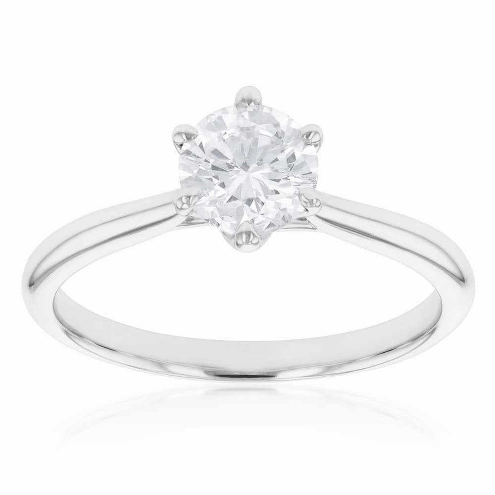 18ct White Gold Solitaire Ring with 1.00 Carat GI SI Certified Diamond
