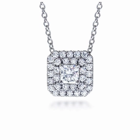 18ct White Gold Transcend Diamond Set Double Halo Pendant & Chain