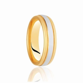 18ct Yellow & White Gold 6mm Traditional Court Wedding Band, size X