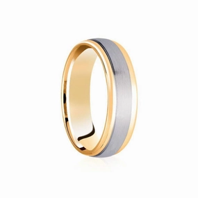 18ct Yellow & White Gold 6mm Traditional Court Weding Band, size Y