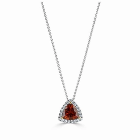 18ct Yellow & White Gold Triangular Orange Garnet & Diamond Halo Cluster Ring