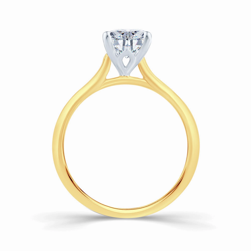 18ct Yellow And White Gold 1.00ct Pear Cut Diamond Solitaire Engagement Ring