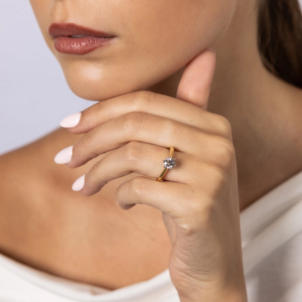 18ct  Yellow Gold 0.80 Carat Diamond Solitaire Ring with 6 Claw Knife Edge Setting