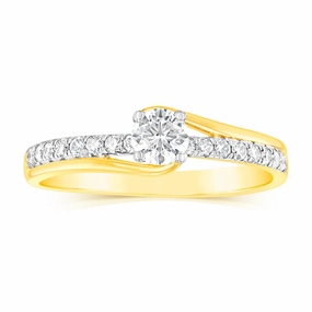 18ct Yellow Gold 1/2 Carat Diamond Claw Solitaire Ring