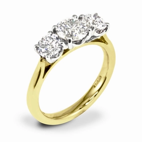 18ct Yellow Gold 2.03ct Round Brilliant Cut Diamond Three Stone Engagement Ring