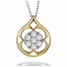 18ct Yellow Gold & Platinum Round Brilliant Cut Diamond Set Copley Pendant