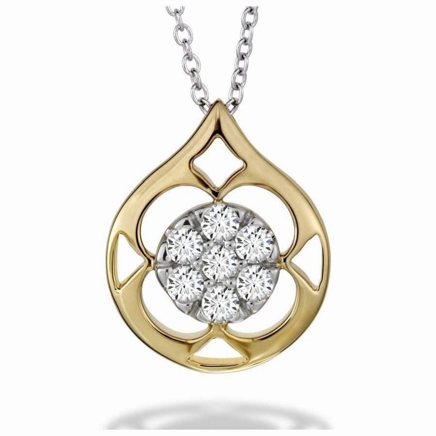 18ct Yellow Gold & Platinum Round Brilliant Cut Diamond Set Copley Pendant