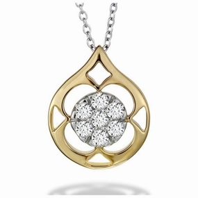 18ct Yellow Gold & Platinum Round Brilliant Cut Diamond Set Copley Pendant