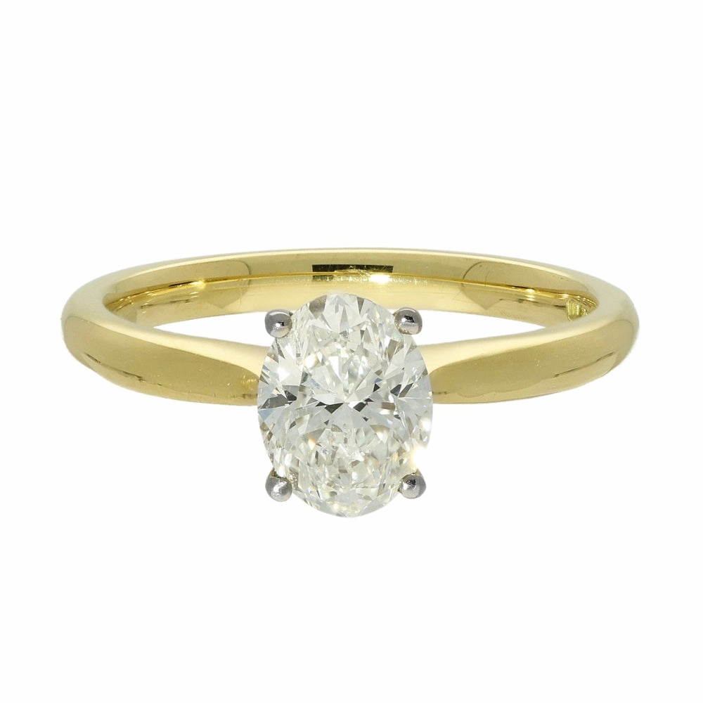 18ct Yellow Gold Certificated 1.01ct Oval Diamond Solitaire Engagement Ring