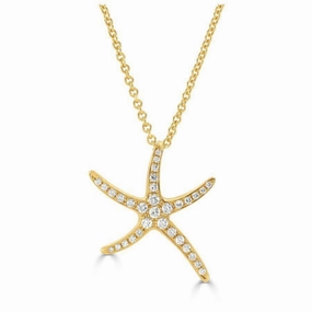 18ct Yellow Gold Diamond Set Starfish Pendant