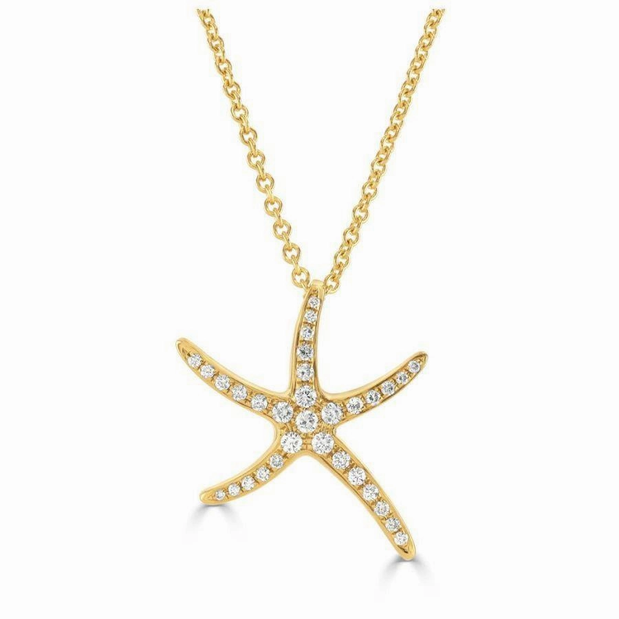 18ct Yellow Gold Diamond Set Starfish Pendant