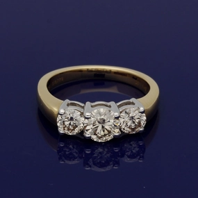 18ct Yellow Gold Diamond Trilogy Ring