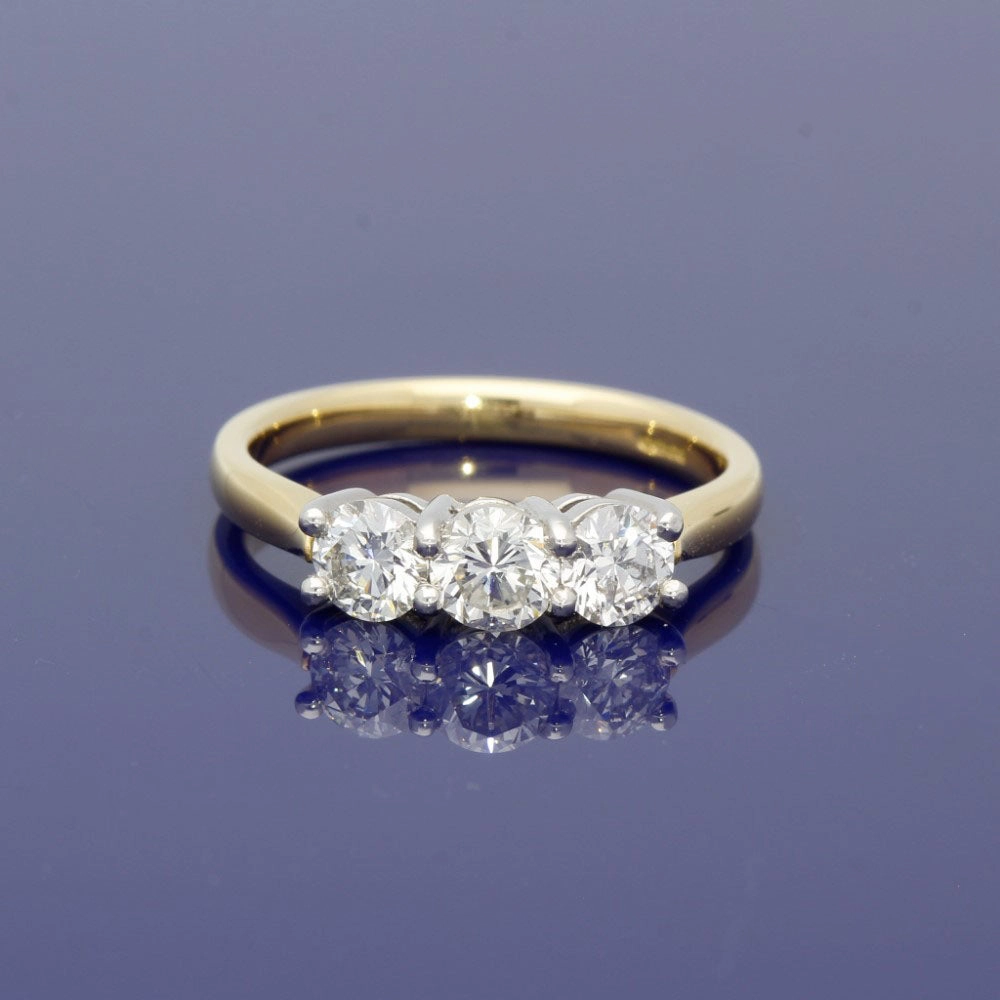 18ct Yellow Gold Diamond Trilogy Ring