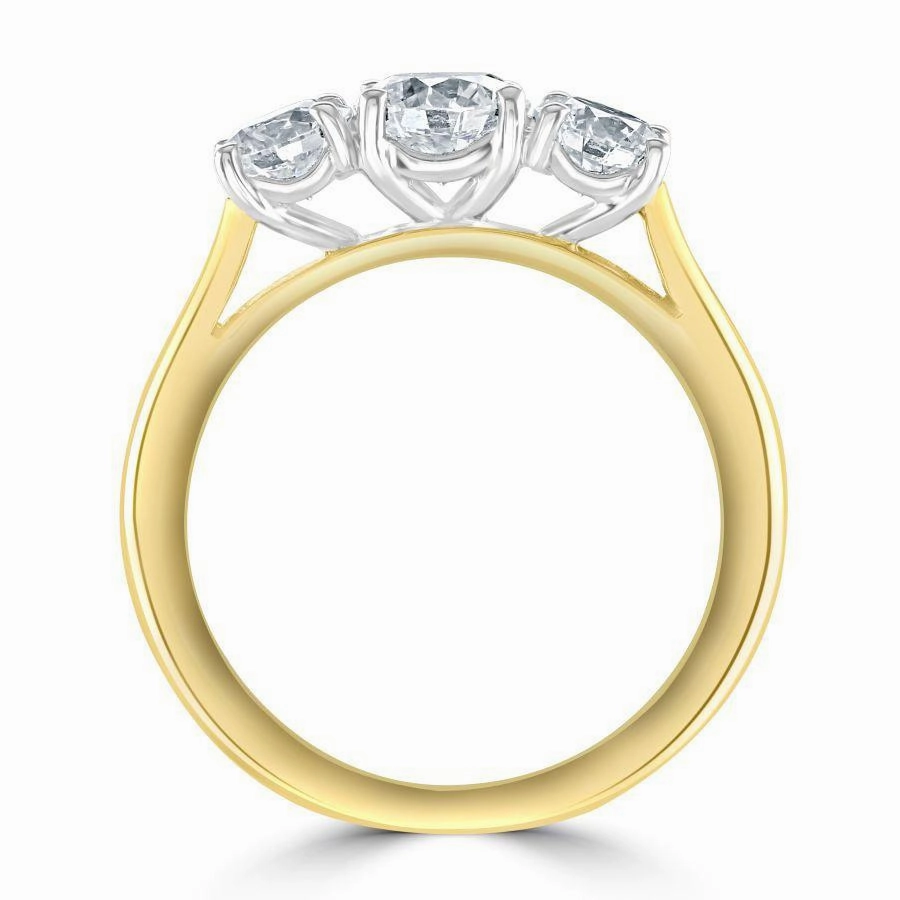 18ct Yellow Gold Round Brilliant Cut Diamond 3-Stone Ring