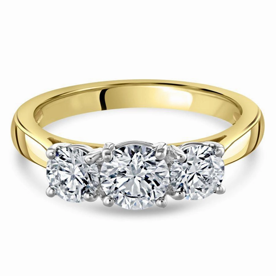 18ct Yellow Gold Round Brilliant Cut Diamond 3-Stone Ring