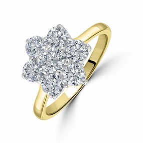18ct Yellow Gold Round Brilliant Cut Diamond Cluster Ring