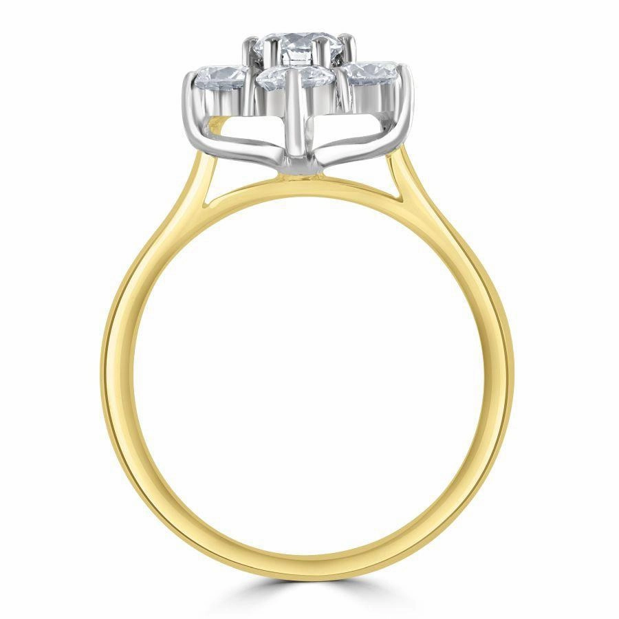 18ct Yellow Gold Round Brilliant Cut Diamond Cluster Ring