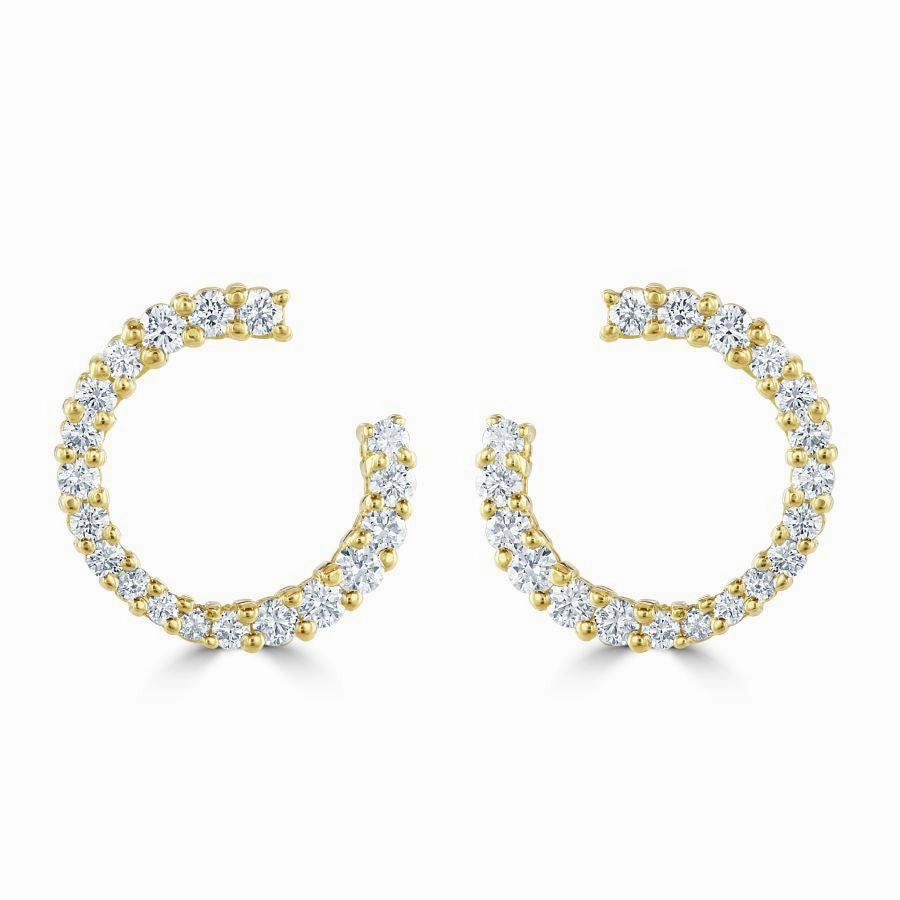 18ct Yellow Gold Round Brilliant Cut Diamond Loop Earrings
