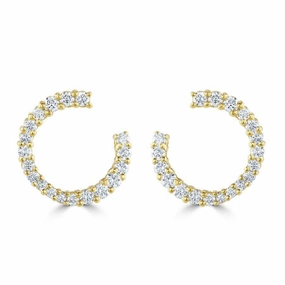 18ct Yellow Gold Round Brilliant Cut Diamond Loop Earrings